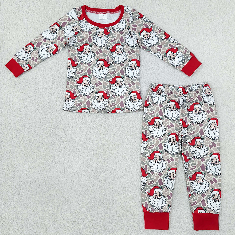 Baby Boys Pajamas Khaki Camo Santa Top Pant Christmas Pajamas Set BLP1613