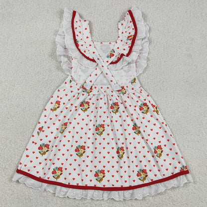 Baby Girls Dress Hearts Dogs Flowers Valentines Pockets Knee length Dresses GSD2963 12.23