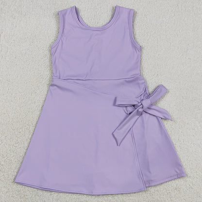 Baby Girls Clothes Lavender Sleeveless Yoga Active Short Knee Length Dresses GSD3881