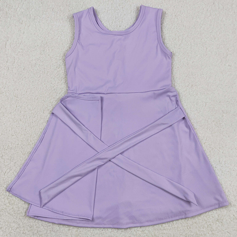 Baby Girls Clothes Lavender Sleeveless Yoga Active Short Knee Length Dresses GSD3881