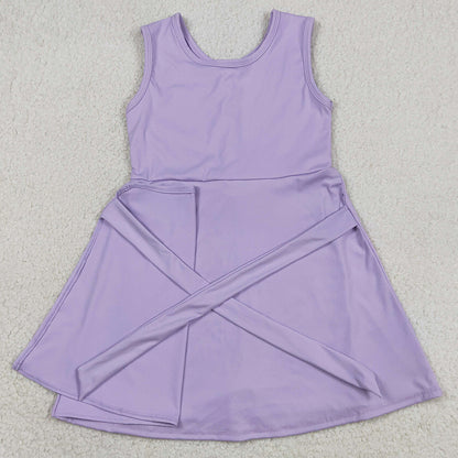 Baby Girls Clothes Lavender Sleeveless Yoga Active Short Knee Length Dresses GSD3881