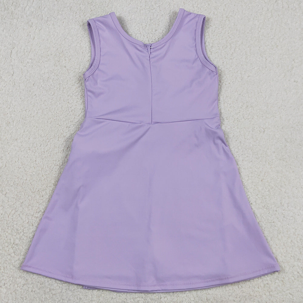 Baby Girls Clothes Lavender Sleeveless Yoga Active Short Knee Length Dresses GSD3881