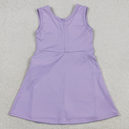 Baby Girls Clothes Lavender Sleeveless Yoga Active Short Knee Length Dresses GSD3881