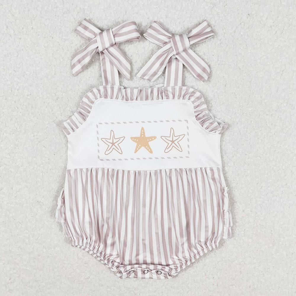 Baby Girls Rompers Stars Straps Ruffle Rompers SR1488