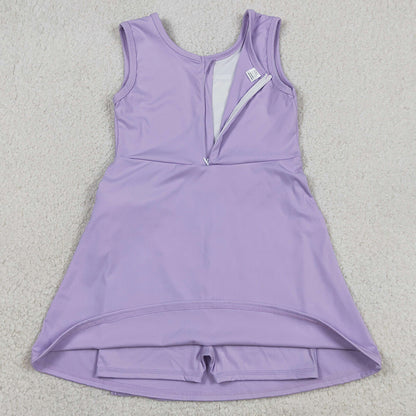 Baby Girls Clothes Lavender Sleeveless Yoga Active Short Knee Length Dresses GSD3881