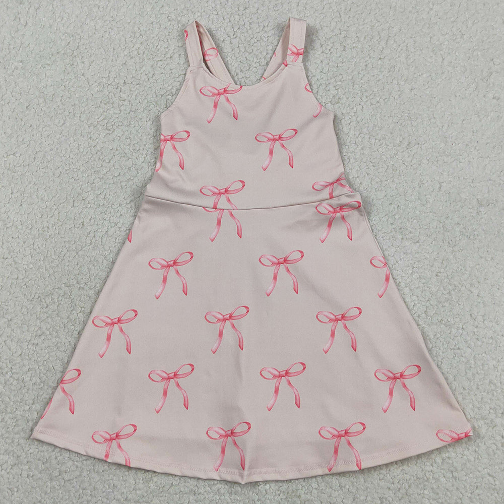 Baby Girls Dress Strap Back Bows Yoga Active Shorts Knee Length Dresses GSD3421