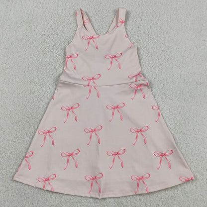 Baby Girls Dress Strap Back Bows Yoga Active Shorts Knee Length Dresses GSD3421