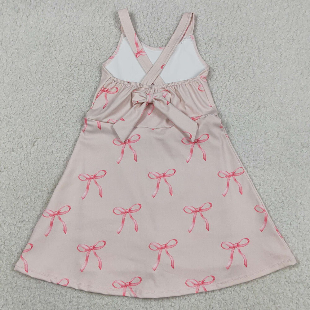 Baby Girls Dress Strap Back Bows Yoga Active Shorts Knee Length Dresses GSD3421