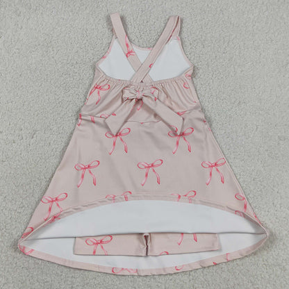 Baby Girls Dress Strap Back Bows Yoga Active Shorts Knee Length Dresses GSD3421