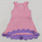 Baby Girls Dress Pink Purple Sleeveless Yoga Active Scallop Bows Shorts Knee Length Dresses GSD3028