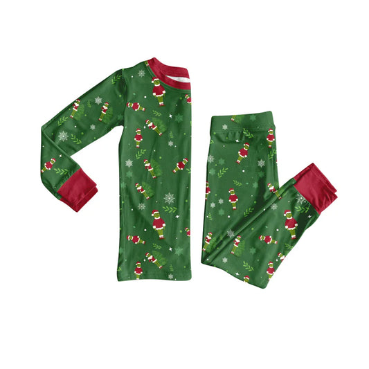 Preorder(moq 5) Baby Kids Christmas Dark Green Face Top Pants Lounge Wear Pajamas Sets 8.8