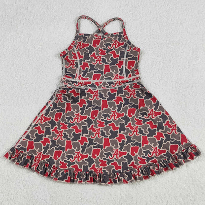 Baby Girls Dress Strap Camo A Team Yoga Active Shorts Ruffle Knee Length Dresses GSD3592