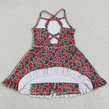 Baby Girls Dress Strap Camo A Team Yoga Active Shorts Ruffle Knee Length Dresses GSD3592