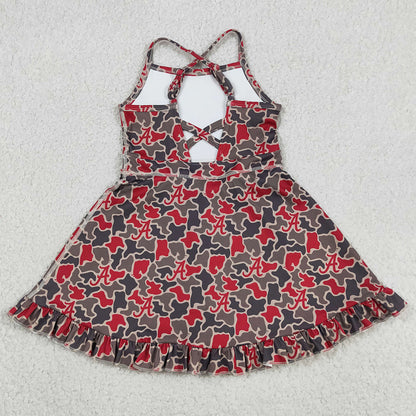 Baby Girls Dress Strap Camo A Team Yoga Active Shorts Ruffle Knee Length Dresses GSD3592