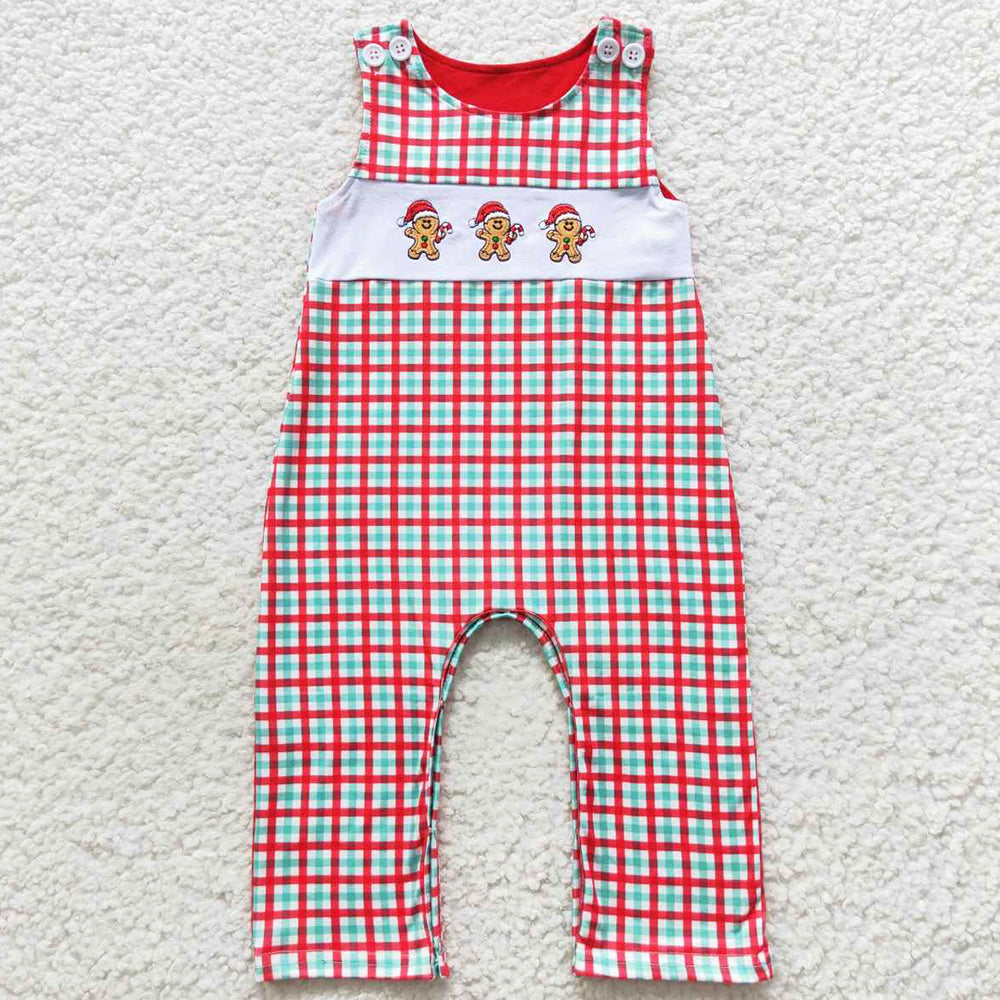 Christmas Boys Romper Gingerbread Embroidery Jumpsuit SR0406