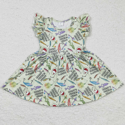Boutique Girls Dress Short Sleeve Fishing Cute Toddler Baby Girl Dresses GSD0155 BSPO0038