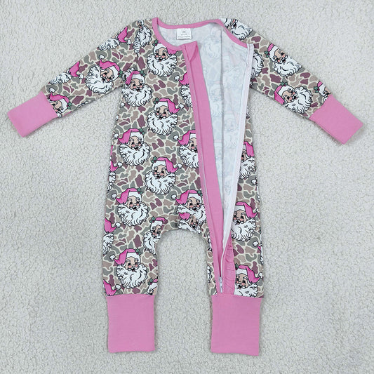 Baby Girls Rompers Khaki Camo Santa Christmas Two Way Ruffle Zip Convertible Rompers LR3305
