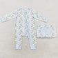 Baby Infant Boys Rompers Christmas Blue Santa Zippy Rompers LR1148