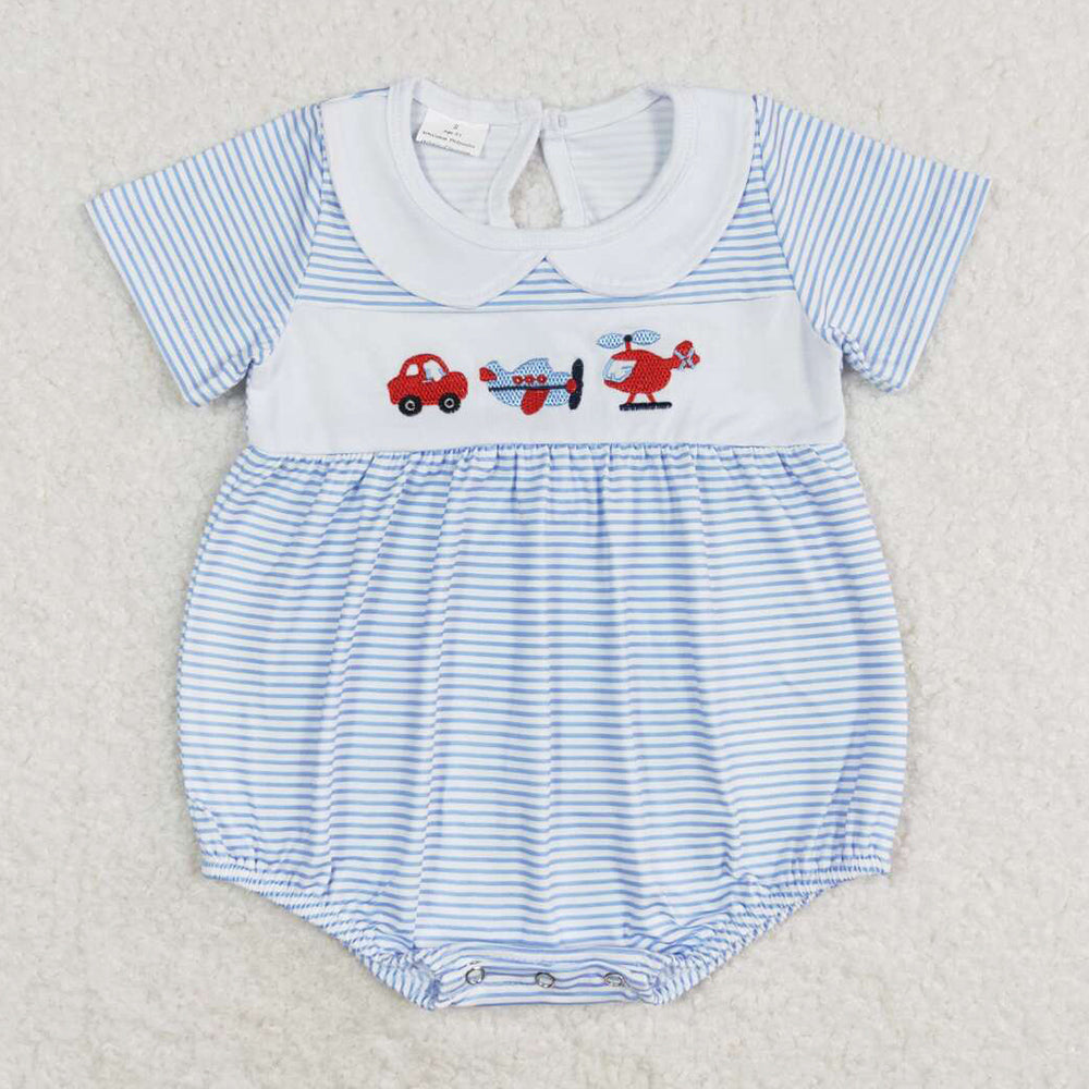 Infant Baby Rompers Blue Stripes Transpotation Rompers SR1152