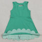 Baby Girls Dress Green Sleeveless Yoga Active Shorts Bows Scallop Knee Length Dresses GSD3029