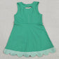 Baby Girls Dress Green Sleeveless Yoga Active Shorts Bows Scallop Knee Length Dresses GSD3029