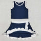 Sibling Baby Girls Sleeveless Vests Top Scallop Skirt Short Yoga Active Clothes Sets