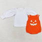 Boutique Infant Baby Boys Rompers Orange Halloween Ghost 2pcs Shirt Rompers Sets LR1702