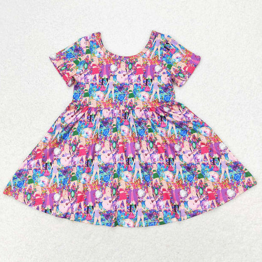 Baby Girls Dress Colorful Short Sleeve Knee Length Dresses GSD1335