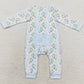Baby Infant Boys Rompers Christmas Blue Santa Zippy Rompers LR1148