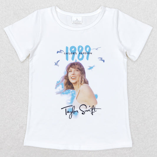 Baby Girls T-shirt White Short Sleeve Tee Shirts Tops GT0531