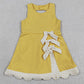 Baby Girls Dress Yellow Sleeveless Yoga Ruffle Shorts Bows Scallop Knee Length Dresses GSD3318