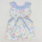 Baby Girls Jumpsuits Blue Flowers Checkered Shorts Jumpsuits SR1343