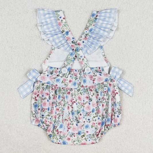 Baby Girls Rompers Blue Floral Daddy's Girl Bows Rompers SR1240