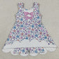 Baby Girls Clothes Colorful Flowers Back Bows Yoga Active Short Scallop Knee Length Dress GSD3808
