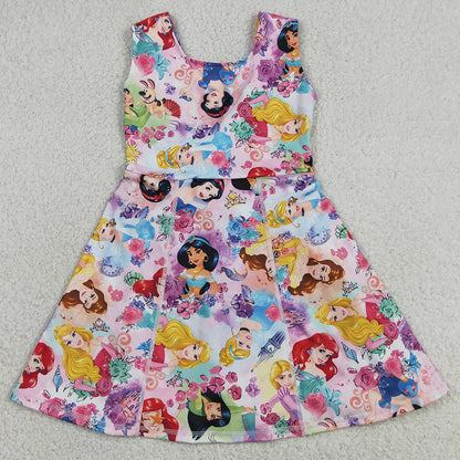 Baby Girls Clothes Princess Flowers Yoga Active Wear Skort Knee Length Dresses GSD2136