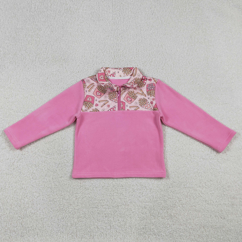 Baby Girls Clothes Pink Long Sleeve Hearts Chip Valentines Zipper Sweater Top GT1504 12.20