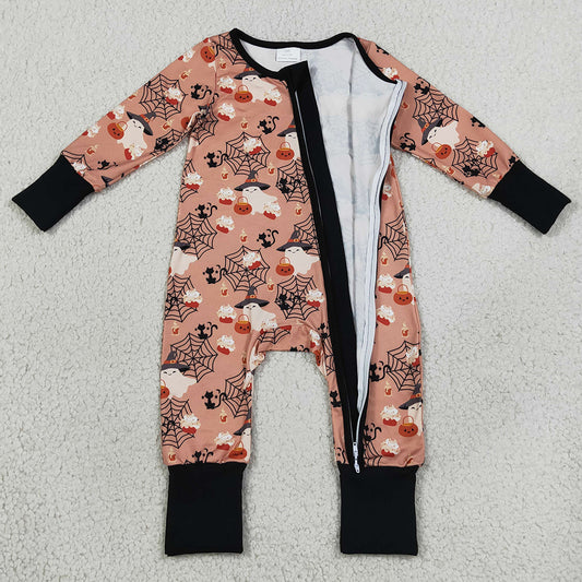 Baby Boys Rompers Ghost Pumpkins Halloween Two Way Zip Convertible Rompers LR3250