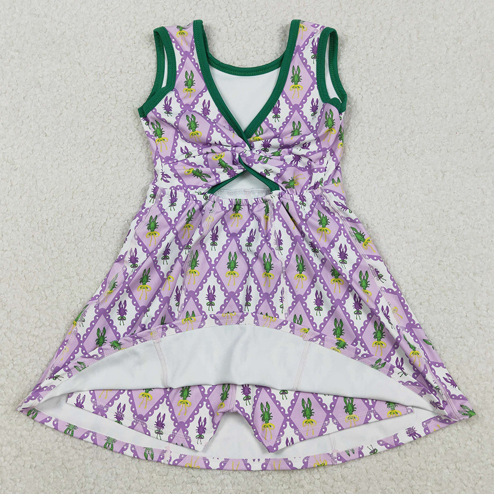 Baby Girls Dress Mardi Gras Crayfishes Checked Yoga Active Shorts Knee Length Dresses GSD2869 12.9