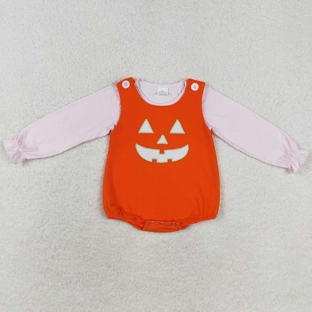 Boutique Infant Baby Girls Rompers Orange Halloween Ghost Shirt 2pcs Rompers Sets LR1703