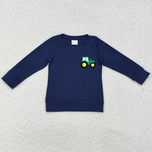 Baby Boys Clothes Tops Navy Tractor Long Sleeve Tee Shirts Tops BT0879