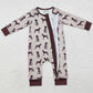 Baby Infant Boys Rompers Brown Dogs Bamboo Long Sleeve Zip Rompers LR1759