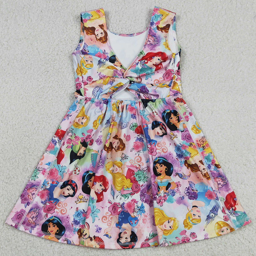 Baby Girls Clothes Princess Flowers Yoga Active Wear Skort Knee Length Dresses GSD2136
