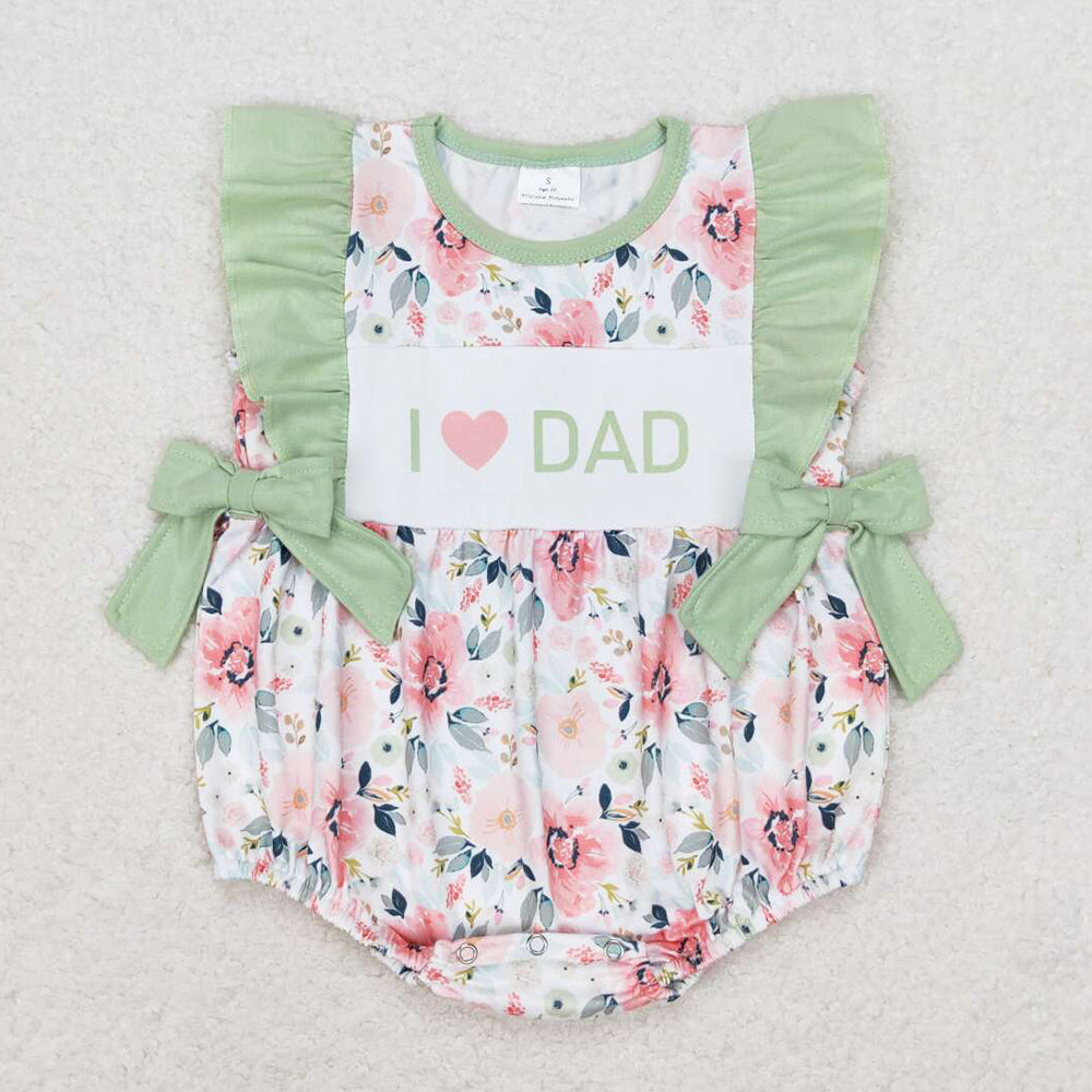 Baby Girls Rompers I Love Dad Green Flowers Bows Rompers SR1569