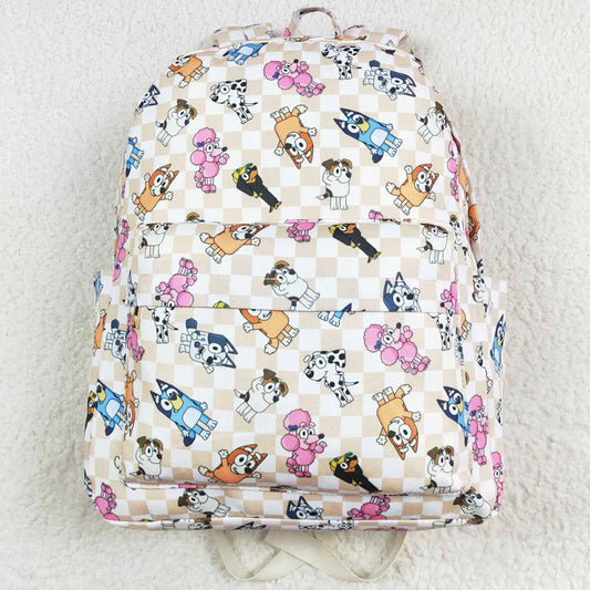 Kids Girls Backpacks Dogs Checkered Backpack Back Bags BA0187