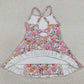 Baby Girls Dress Pink Strap Colorful Floral Yoga Active Ruffle Knee Length Dresses GSD2278