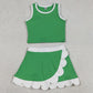 Baby Girls Clothes Sleeveless Green Vest Scallop Skirt Short Yoga Active Clothes Set GSD4025