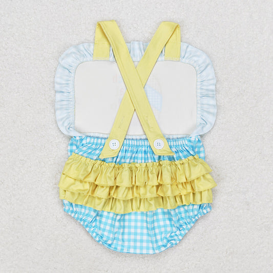 Baby Infant Girls Rompers Beach Blue Checkered Rompers SR0956