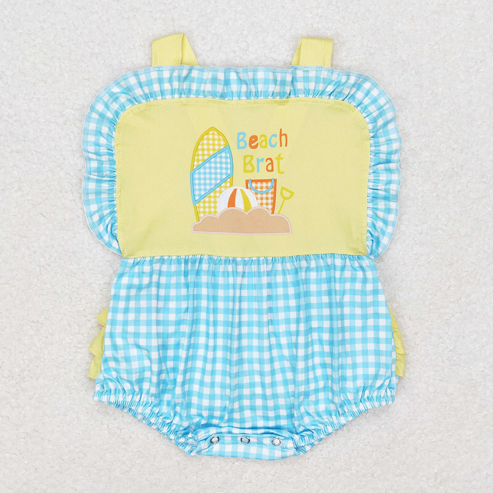 Baby Infant Girls Rompers Beach Blue Checkered Rompers SR0956