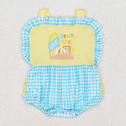 Baby Infant Girls Rompers Beach Blue Checkered Rompers SR0956
