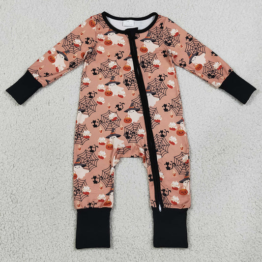 Baby Boys Rompers Ghost Pumpkins Halloween Two Way Zip Convertible Rompers LR3250